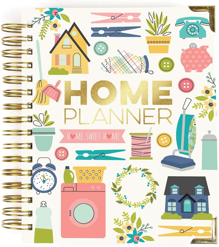 Pukka Pad, Carpe Diem Home Planner Spiral Bound Notebook with 6 Organizational Tabs and 2 Sticker Sheets – Features Appointment Calendars, Schedules, Meal & Grocery Plans, and To-Do Lists – 8.75 x 8in