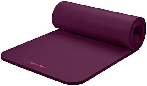 Retrospec Solana Yoga Mat 1" Thick w/Nylon Strap for Men & Women - Non Slip Exercise Mat for Home Yoga, Pilates, Stretching, Floor & Fitness Workouts