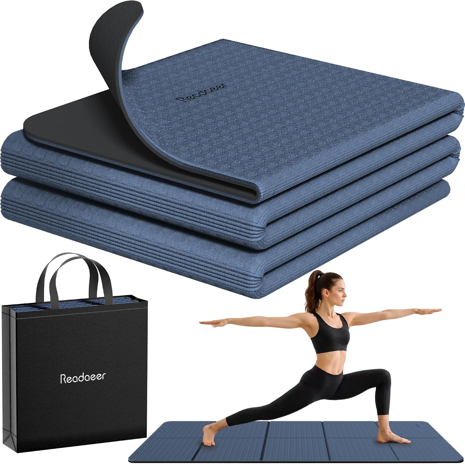 Readaeer Double Color Yoga Mat - 72"x24"x0.24" (6mm),Non-Slip TPE Exercise Mat