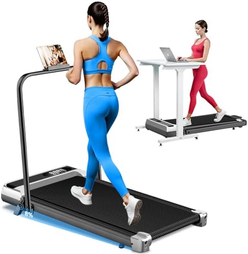 Walking Pad Treadmill with 8% Incline for Home Office, 3.0HP Low Noise