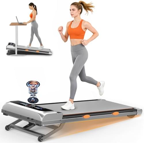 Walking Pad Treadmill with 15% 12-Level Auto Incline &amp; UI Screen, Trisomy 3.5HP Foldable Under Desk Treadmill with Bluetooth Speaker, Portable Treadmills for Home Office 450LBS, Remot