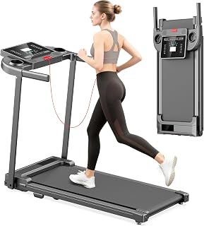 Treadmills for Home Walking Pad Machine- Foldable Treadmill with Handle Bar for Running Jogging Gym Compact Portable Small Caminadora Electrica Folding Quiet Tred Mills Motor & LED Dispay Pcrignbm