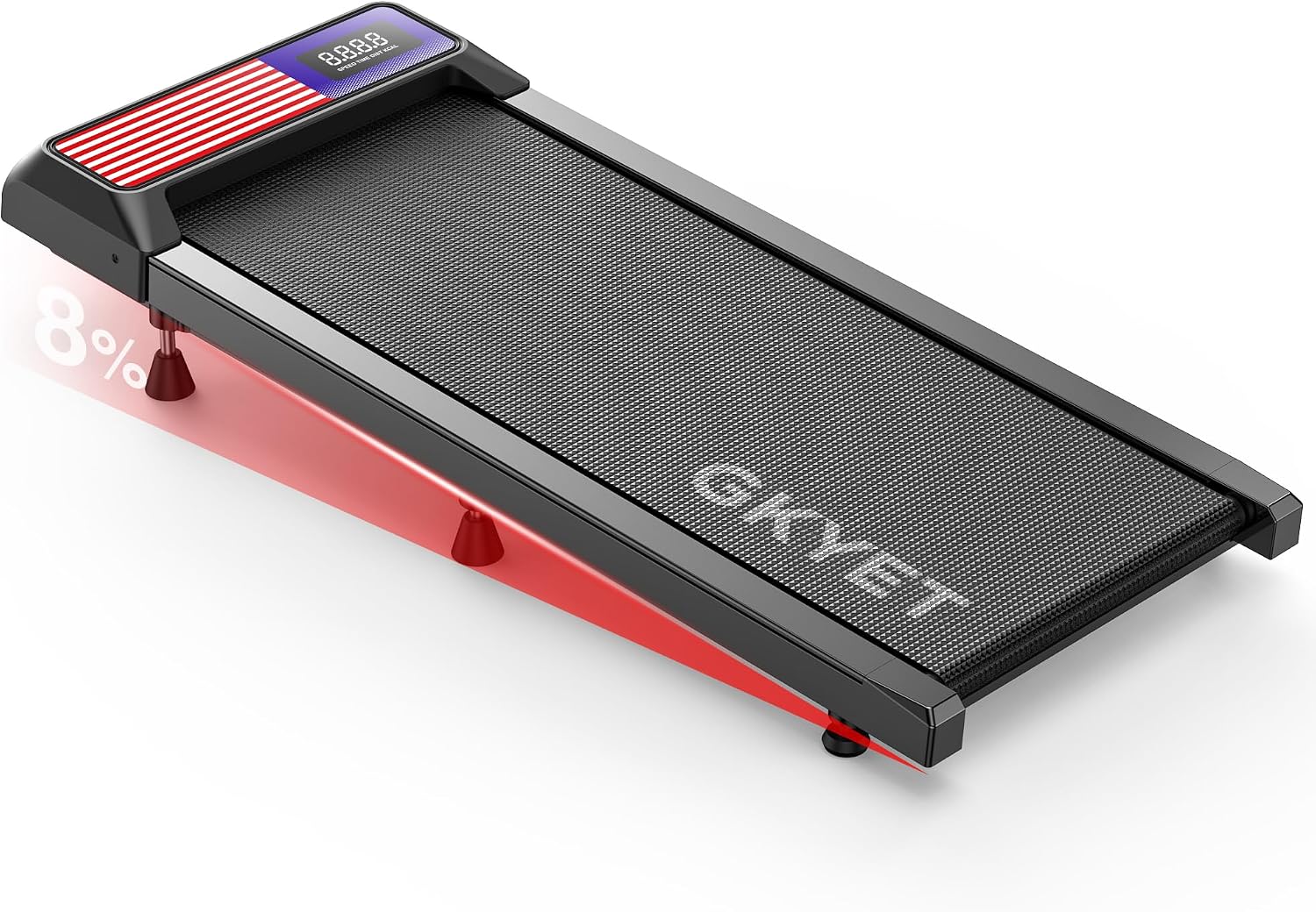 Walking Pad Treadmill, 8% Incline Under Desk Treadmill for Home Office