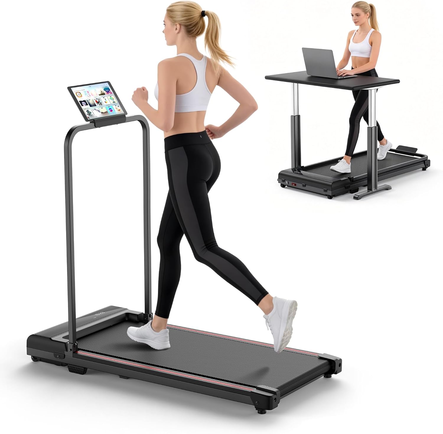 Walking Pad Treadmill for Home with Handle Bar Foldable Under Desk Terluxra