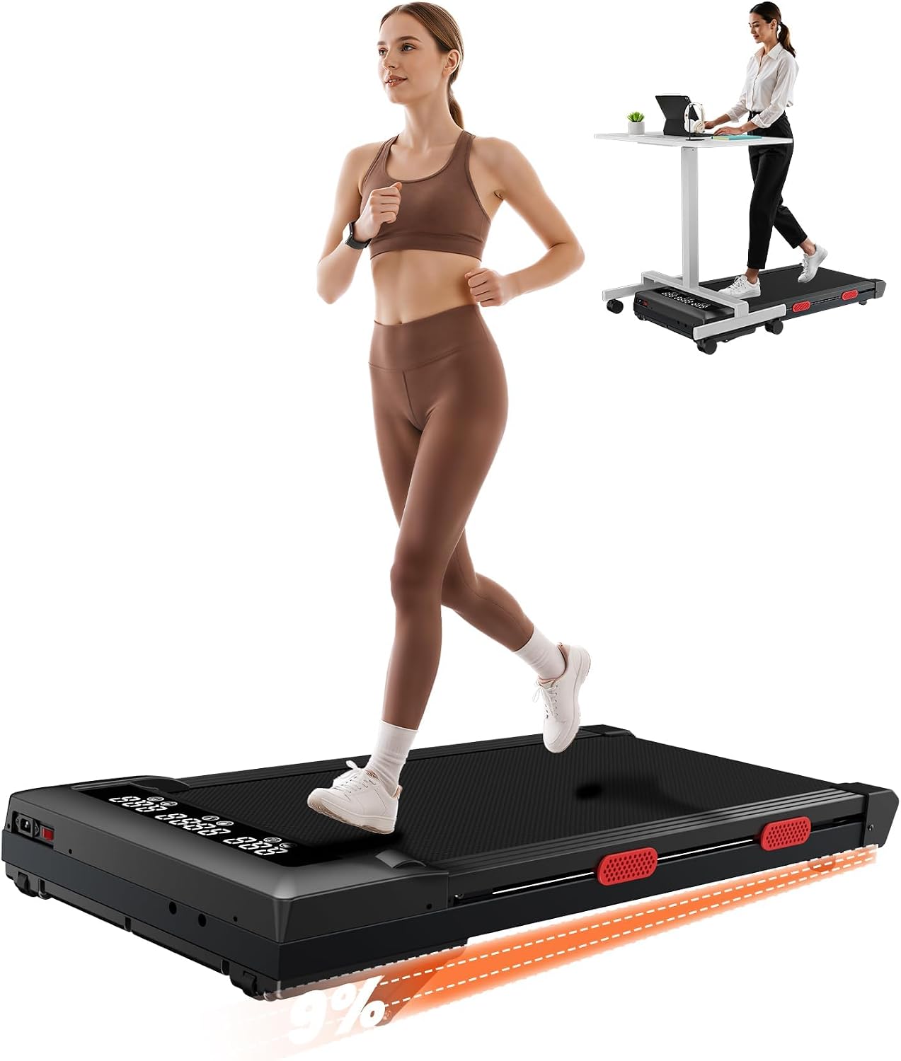 Walking Pad Treadmill with Incline, 3.0HP Quiet Motor, Folding Portable Design, 300LB Capacity, Handle Bar, Remote Control & LED Display for Home and Under Desk